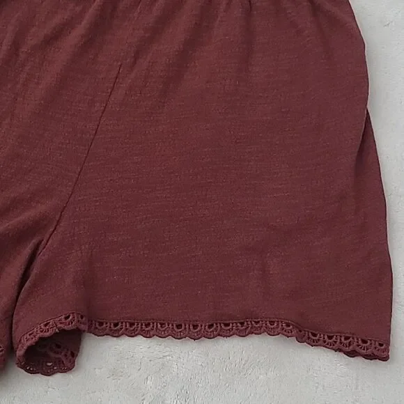 Roxy Quicksilver Red Tassel Tie Halter Romper Shorts Eyelet Women's Medium Boho - Picture 14 of 16